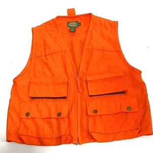 Cabelas Vest Mens Large Safety Neon Orange Hunting Shooting Nylon Zip Up - Picture 1 of 9