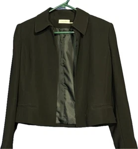 Calvin Klein Women's Size 6 Black Blazer Crop Open Front Jacket Executive - Picture 1 of 4