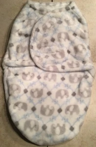 Blankets & Beyond Blue/Grey Elephant soft plush Swaddle Bag for 0-3 Months 0-3m - Picture 1 of 8