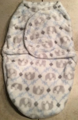Mantas y Beyond Bolsa de envoltura de felpa suave elefante azul/gris para 0-3 meses 0-3 m Foto 1 de 4