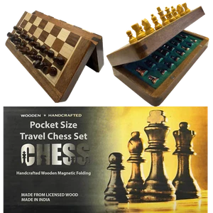 Pocket Size Chess, Magnetic Chess Board and Pieces, Portable and Foldable Chess - Picture 1 of 31