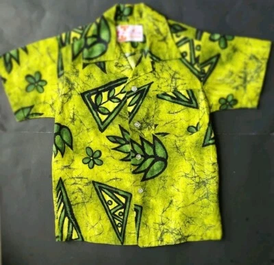Camisa Aloha Vintage Años 60 SEARS HAWAIIAN FASHIONS Niños Niños BARKCLOTH ¡BONITA! Foto 1 de 4