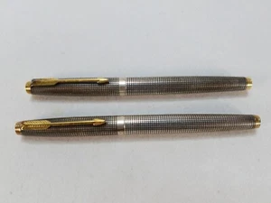 x2 Parker 75 Sterling Silver Flat Top Fountain pen 14k Fine Nib/No Nib Made USA - Picture 1 of 9