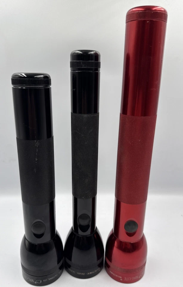 Juego de 3 linternas MagLite de 12”, 11", 10” hechas en EE. UU. genuinas Foto 1 de 4