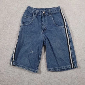 Vtg Wrangler Boys Baggy Blue Jean Long Shorts Y2K Jorts 12 Grunge Skater USA - Picture 1 of 15