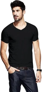 Herren Muskel T-Shirt Kurzarm V-Ausschnitt Männer Activewear Gym T-Shirt Schwarz 2XL - Bild 1 von 6