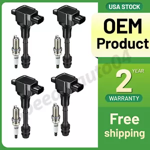 UF350 4pcs Ignition Coils and Spark Plugs Kit For 2002-2008 Nissan Sentra 2.5L - Picture 1 of 8