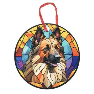 Belgian Tervuren 2 Holographic Stained Glass Design Ornament - Picture 1 of 3