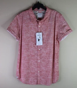 Cactus Boys Button Down Short Sleeve Shirt, Heather Red, Size 11/12, New - Picture 1 of 8