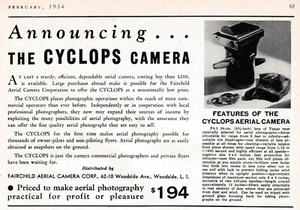 1934 Cyclops Aerial Camera Ad 10/22/2024k - Picture 1 of 1