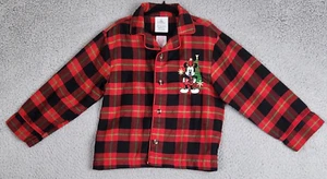 DISNEY STORE Pajama Top Boys Size 3 Red Mickey Mouse Christmas Flannel Shirt - Picture 1 of 19