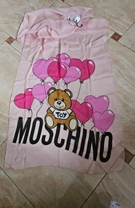 MOSCHINO Toy Teddy Bear Silk Pink/ Multicolor Scarf - Picture 1 of 6