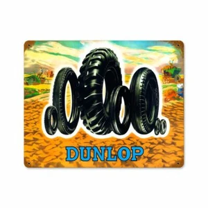DUNLOP TIRE FAMILY FARM MACHINES 15" HEAVY DUTY USA MADE METAL FARMING ADV SIGN - Picture 1 of 1