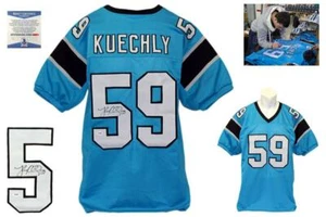 Luke Kuechly Autographed SIGNED Jersey - Beckett Authentic - Blue - Picture 1 of 1