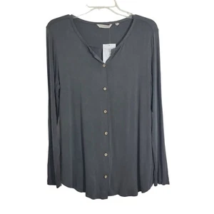 Soft Surroundings Button Front Shirt Grey Size Medium Casual Capsule Style 2AW65 - Picture 1 of 8