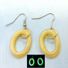 Boucles d'oreilles en verre uranium jaune cerceaux vintage tchèque