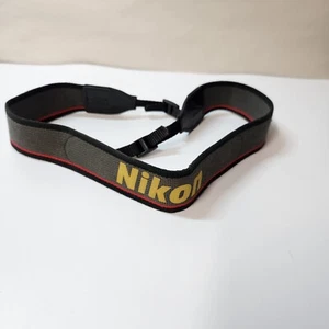 Vintage 1990s Nikon Branded Cotton Camera strap Grey/Black/Red - Picture 1 of 4