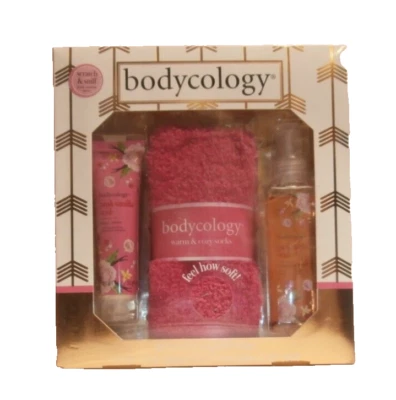 bodycology pink vanilla wish travel size Mist 2oz,Cream 1oz,1 Pair Pink Socks - Image 1 of 2