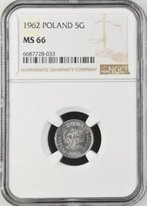 Poland 5 Groszy 1962 NGC MS 66 - Picture 1 of 2