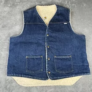 Carhartt Jean Vest Mens XLT Vintage Sherpa Lined Denim Snap Front 8SV USA 80s - Picture 1 of 17