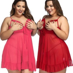 Women Lace Sexy-Lingerie Nightwear Babydoll Sleepwear Hollow Out Dress Plus Size