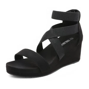 Women Wedge Sandals Across Ankle Strap Open Toe Back Zip Platform Casual Shoes - Picture 1 of 27