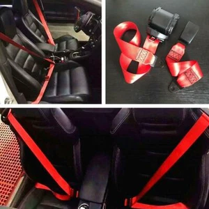 1Set Adjustable Retractable Red Car Seat Belt Lap Belt 3 Point Safety Universal - Bild 1 von 9