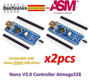 2pcs Nano V3.0 Atmega328P Controller Board Compatible Arduino Nano V3 CH340 - Imagen 1 de 7