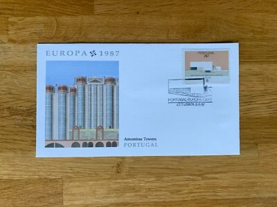 PORTUGAL 1987 FDC FLEETWOOD EUROPA AMOREIRAS TOWERS BANK BORGES IRMAO AGENCY - Image 1 of 2