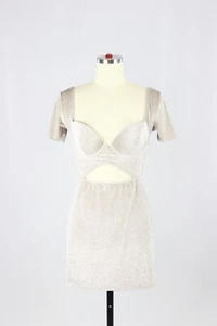 Mini Vestido Corsé Corazón Acolchado Brillo Terciopelo Gris LA SENZA, Talla S - Imagen 1 de 13