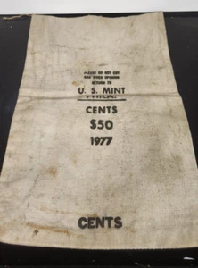 Bolso de lona CJ vintage de 50 centavos de dólar de Filadelfia de Estados Unidos con fecha 1977 vacío - Imagen 1 de 2