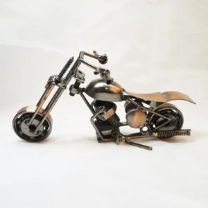 Retro Handmade Iron Motorcycle Sculpture Craft Collectible Bike Model Metal Art - Picture 1 of 24