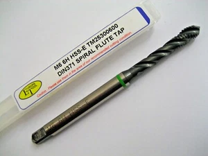 M6 x 1.0 RUBINETTO FLAUTO A SPIRALE HSS-E ANELLO VERDE COBALTO EUROPA STRUMENTO TM25300600 P280 - Foto 1 di 6