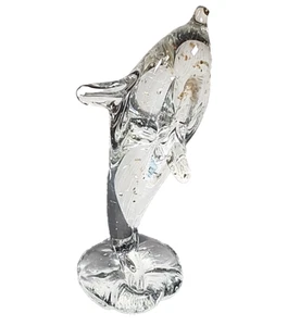 Dolphin Shape Blown Gold Bubble Glass Figurine Paperweight Approx. 5.25"Tall - Picture 1 of 9