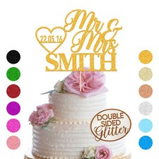 Topper torta nuziale personalizzato decorazione festa matrimonio glitter multicolore