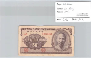 VIETNAM - 50 DONG - ND'1951 - PICK 61b - N°AB09726464 - Imagen 1 de 2