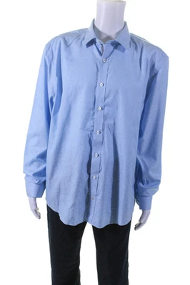 Bugatchi Mens Cotton Collar Long Sleeve Button Down Shirt Blue Size XXL - Image 1 of 4