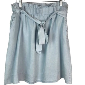 Copper Key Skirt Womens L Blue Paper Bag Tie Waist Above Knee Length Pockets - Picture 1 of 9
