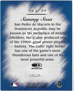 Sammy Sosa 1997 DONRUSS STUDIO MLB MASTER STROKES 8X10 JUMBO CARD #19of24 Cubs - Picture 1 of 2