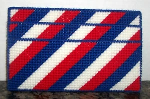 NEW Handmade 5x8 Two Compartment Magnetic Organizer Red White Blue Stripe - Picture 1 of 1