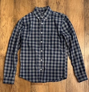 Express Oxford Button Down Hemd Herren XS blau grau kariert - Bild 1 von 3
