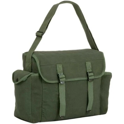 LARGE MILITARY MESSENGER BAG Heavy duty Army satchel olive canvas haversack - Image 1 of 4