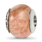 Silver Reflections Peach Cracked Agate Stone Bead QRS1659