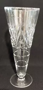 Vintage Cut Crystal Wide Mouth Diamond Cut Tall Vase - Picture 1 of 5