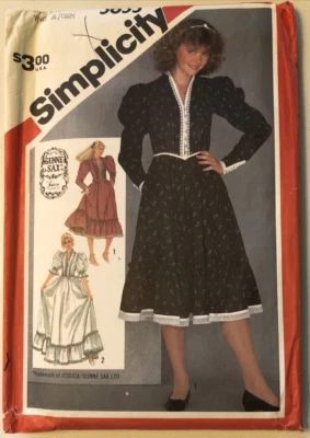 Simplicity Gunne Sax Dress Pattern 5855 Size 9/10 Cottagecore Uncut Prairie 1982 - Image 1 of 4