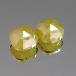 2.28cts Cushion Pair Rose cut Fancy Yellow Natural Earth Mined Loose Diamonds - Picture 1 of 3