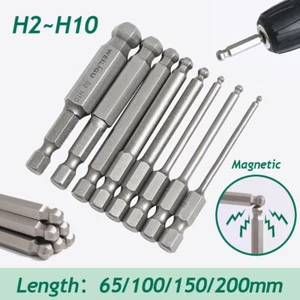 5 pcs 1/4" Ball End Hexagon Head Long Magnetic Screwdriver Drill Bits Hex Shank - Picture 1 of 39