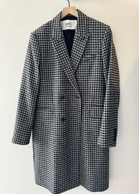 Abrigo Hombre Ami Paris Colores: Negro Gris Patrón Pata de Gallo Doble Pecho Foto 1 de 4