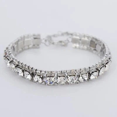 Womens Crystal Bracelet Bangle Double Wrap Dust White New Bargain High Shine - Image 1 of 4