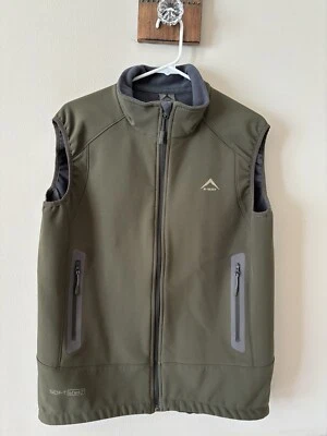 Chaleco softshell K-Way para hombre talla mediana Vulcan verde bolsillos con cremallera completa Foto 1 de 4